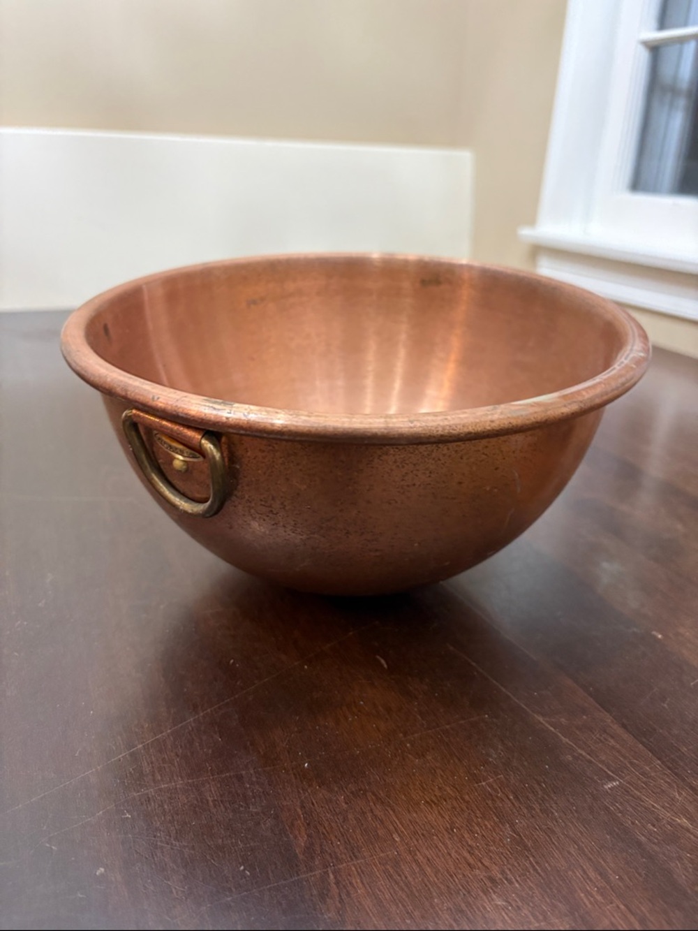 Copper Mixing Bowl with Brass Handles